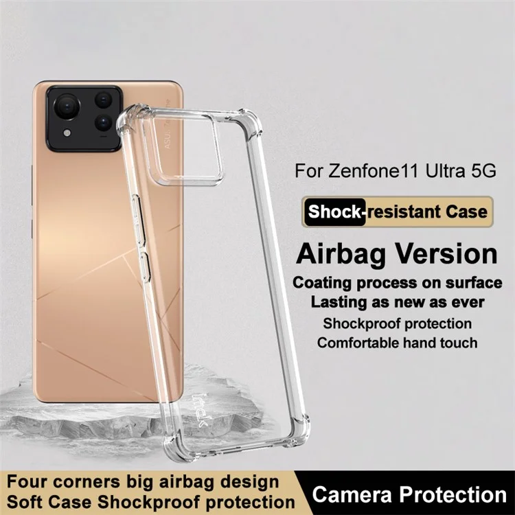 IMAK pour Asus Zenfone 11 Ultra 5G Étui transparent - Étui de protection en TPU avec coins airbag anti-chute - Transparent