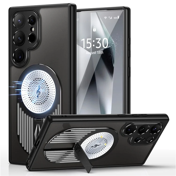 Pour Samsung Galaxy S22 Ultra 5G Étui Dissipation de Chaleur Graphène Étui de Téléphone avec Diffuseur d'Huiles Essentielles - Noir