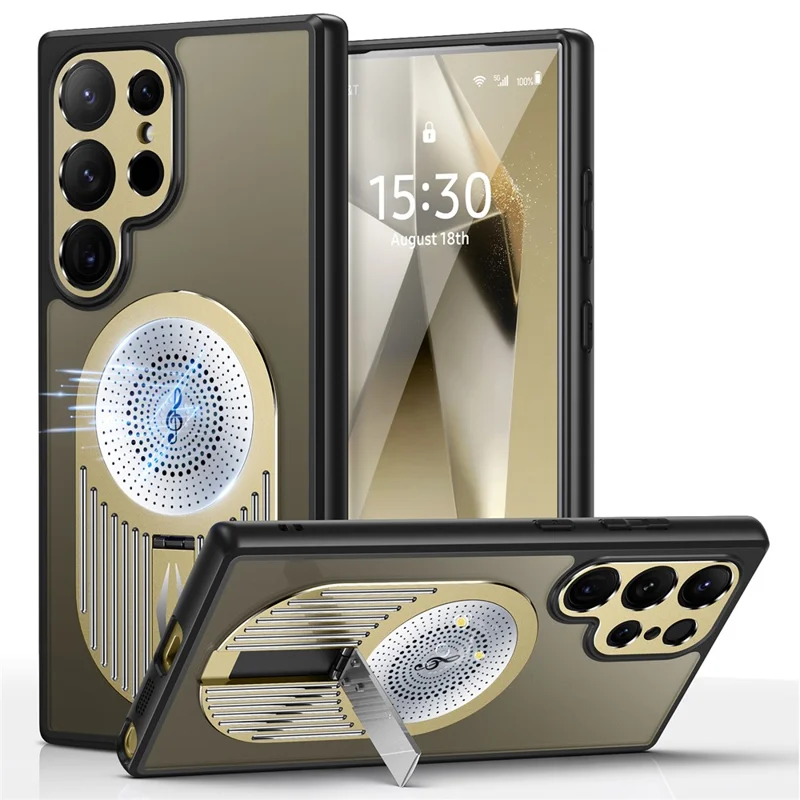 For Samsung Galaxy S22 Ultra 5G Case Graphene Heat Dissipation Phone Case with Aromatherapy Tablet - Gold