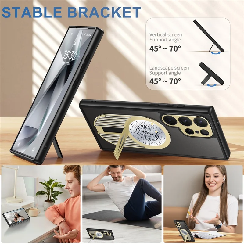 For Samsung Galaxy S22 Ultra 5G Case Graphene Heat Dissipation Phone Case with Aromatherapy Tablet - Gold