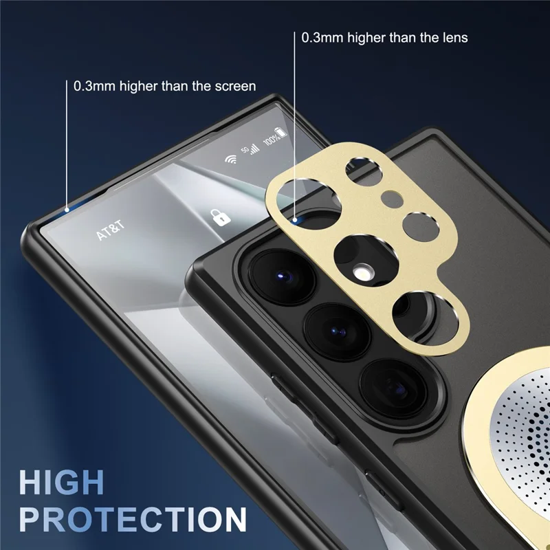 For Samsung Galaxy S22 Ultra 5G Case Graphene Heat Dissipation Phone Case with Aromatherapy Tablet - Gold