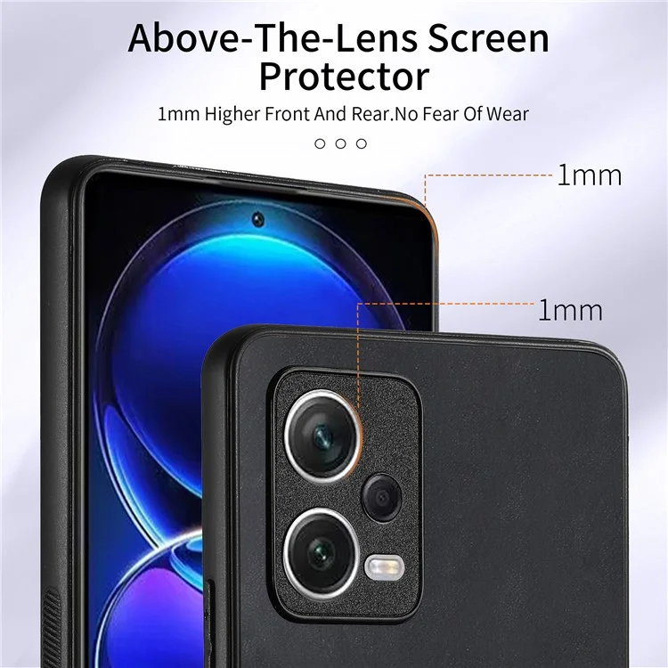 D2 für Xiaomi Redmi Note 12 Pro 5G Case Ring Kickstand Retro Leder+TPU Kartenfach Handyhülle - Schwarz