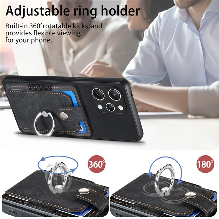 D2 Pour Xiaomi Redmi 12 4G / Redmi 12 5G (Global) / Poco M6 Pro 5G Étui Support Anneau Béquille Coque TPU - Noir