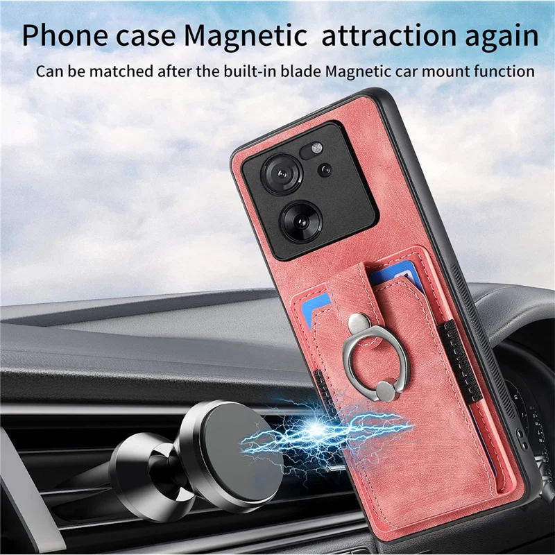 D2 For Xiaomi 13T Pro / 13T / Redmi K60 Ultra Ring Holder Kickstand Phone Cover Shockproof Phone Case - Black