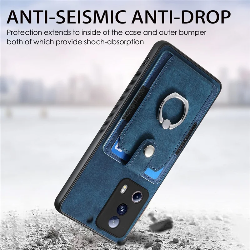 Funda D2 para teléfono Xiaomi 13 Lite / Civi 2 5G, de TPU+PU Leather con soporte de anillo - Azul