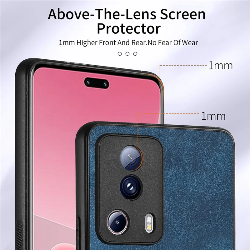 Funda D2 para teléfono Xiaomi 13 Lite / Civi 2 5G, de TPU+PU Leather con soporte de anillo - Azul