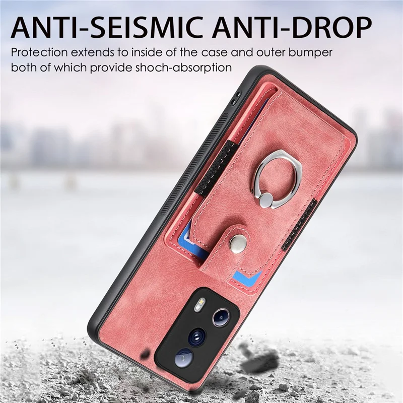 Capa de Telefone D2 para Xiaomi 13 Lite / Civi 2 5G Cobertura de Couro PU+TPU com Suporte de Anel - Rosa