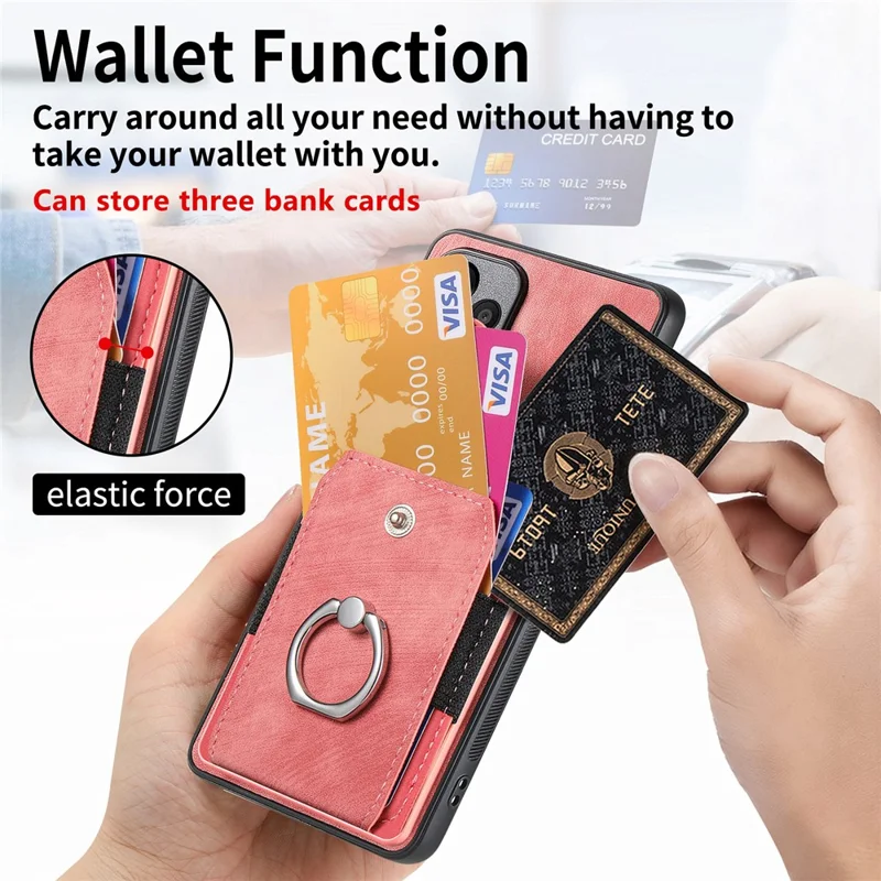 Capa de Telefone D2 para Xiaomi 13 Lite / Civi 2 5G Cobertura de Couro PU+TPU com Suporte de Anel - Rosa