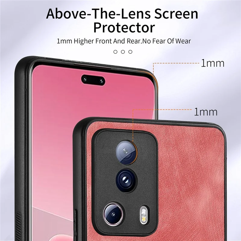 Capa de Telefone D2 para Xiaomi 13 Lite / Civi 2 5G Cobertura de Couro PU+TPU com Suporte de Anel - Rosa