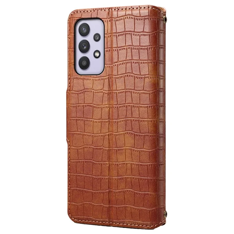 Para Samsung Galaxy A32 5G / M32 5G Funda de Teléfono Billetera con Soporte Textura de Cocodrilo Cubierta de Cuero - Marrón