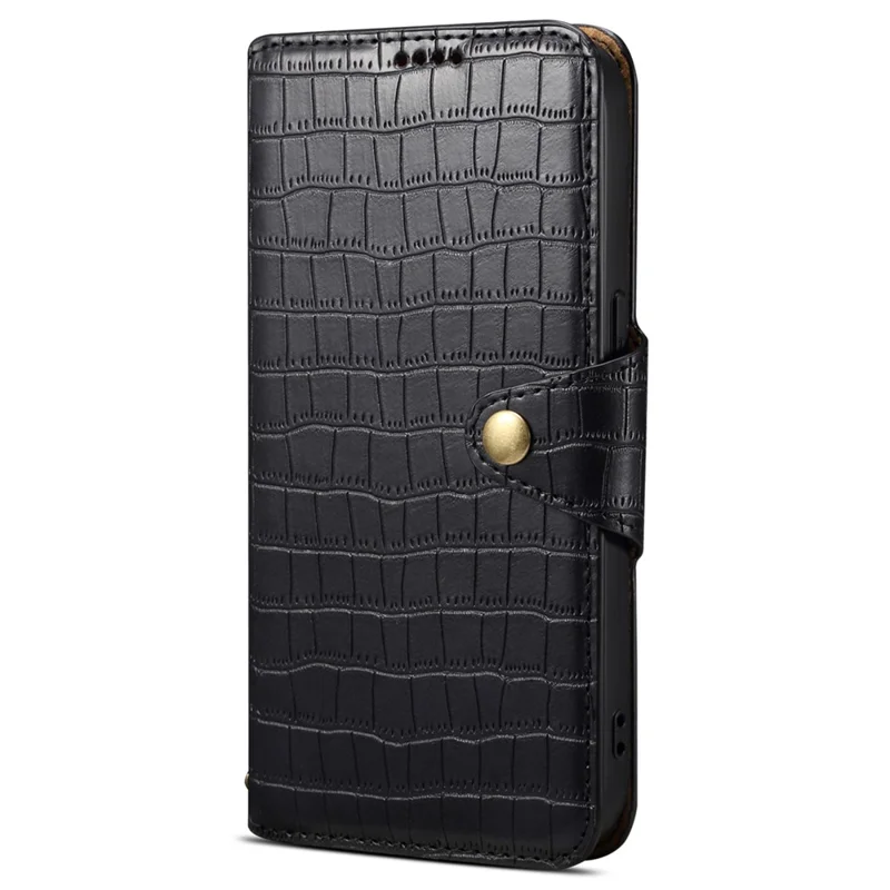 For Samsung Galaxy A34 5G Case Crocodile Texture Leather Stand Folio Smartphone Cover - Black