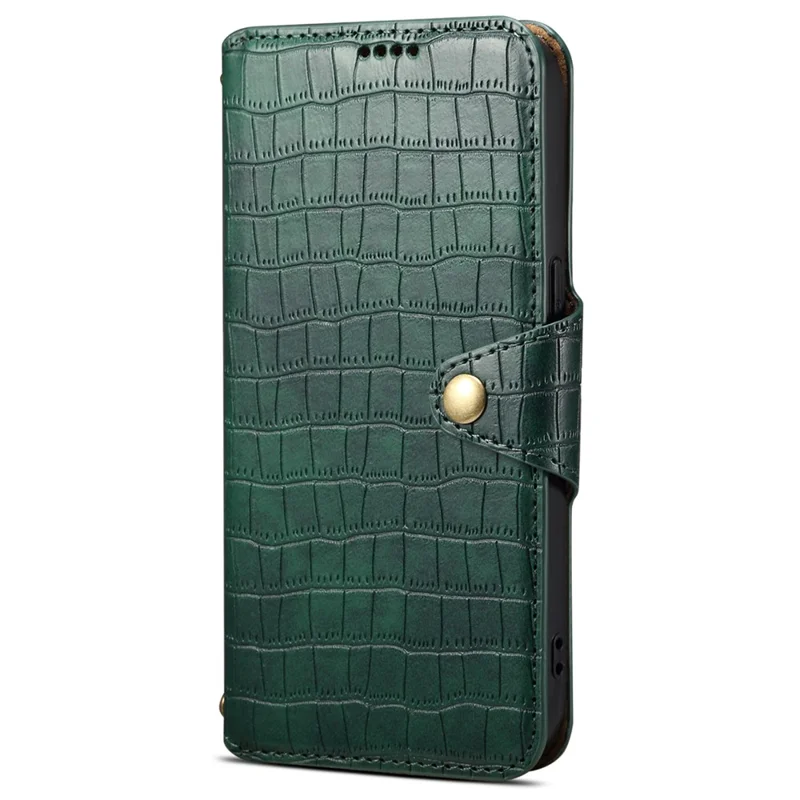 For Samsung Galaxy A34 5G Case Crocodile Texture Leather Stand Folio Smartphone Cover - Green