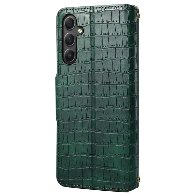 For Samsung Galaxy A34 5G Case Crocodile Texture Leather Stand Folio Smartphone Cover - Green