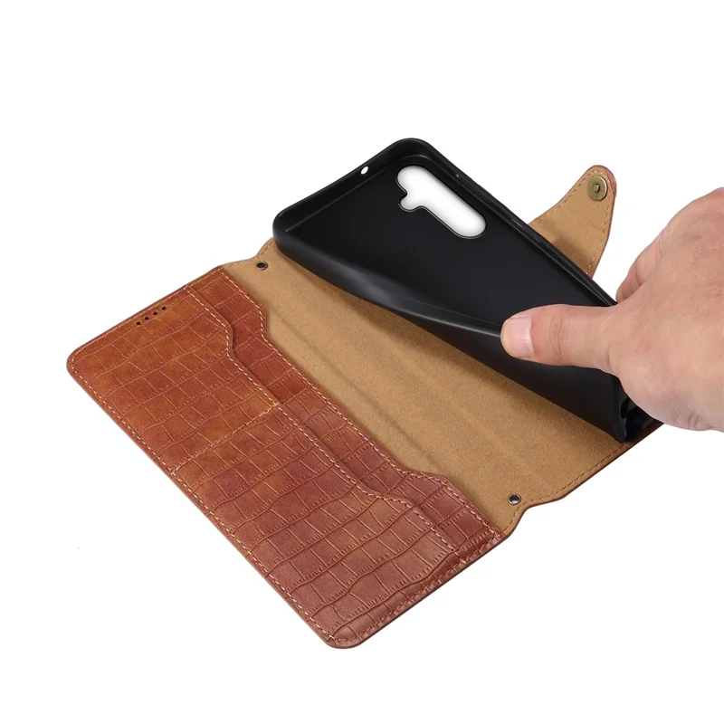 For Samsung Galaxy A34 5G Case Crocodile Texture Leather Stand Folio Smartphone Cover - Green