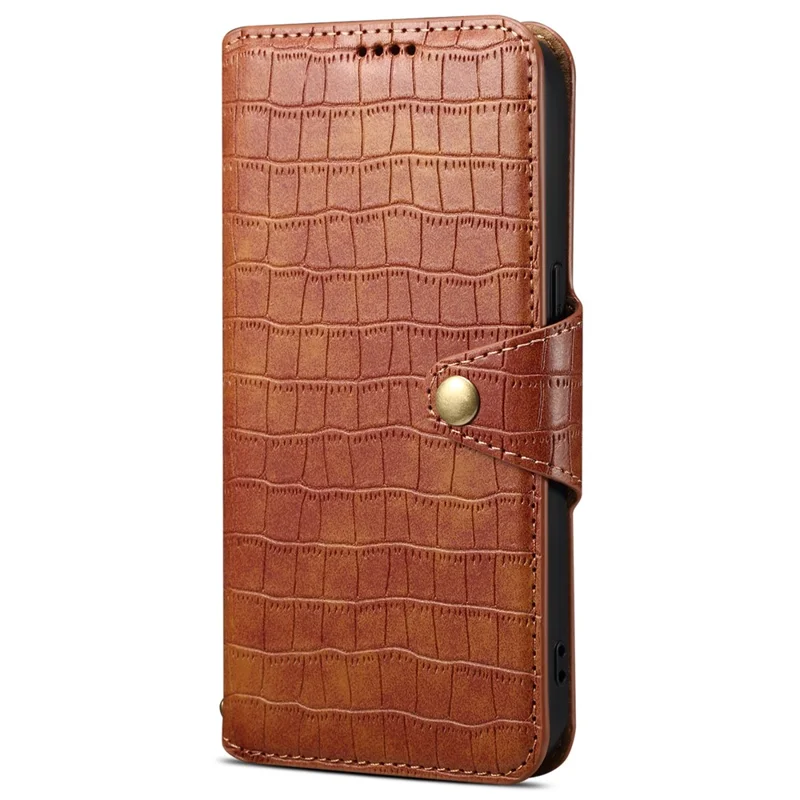 For iPhone XR 6.1 inch Anti-scratch Leather Case Crocodile Texture Wallet Phone Cover - Brown
