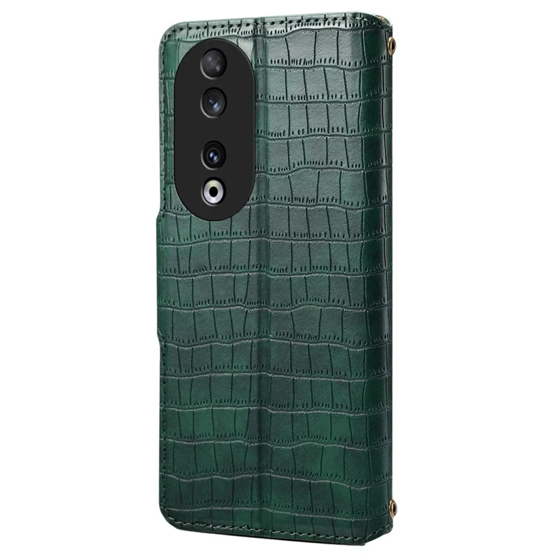 Wallet Phone Cover for Honor 90 Leather Case with Folding Stand Crocodile Texture - Green