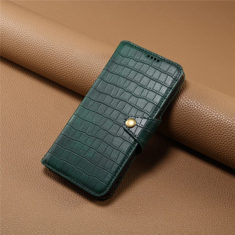 Wallet Phone Cover for Honor 90 Leather Case with Folding Stand Crocodile Texture - Green