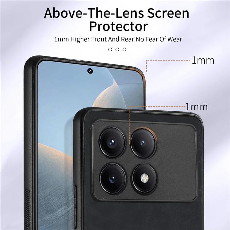 D2 Para Xiaomi Redmi K70E 5G / Poco X6 Pro 5G Funda de Teléfono con Anillo de Soporte Funda de Cuero PU + TPU Soporte para Tarjetas - Negro