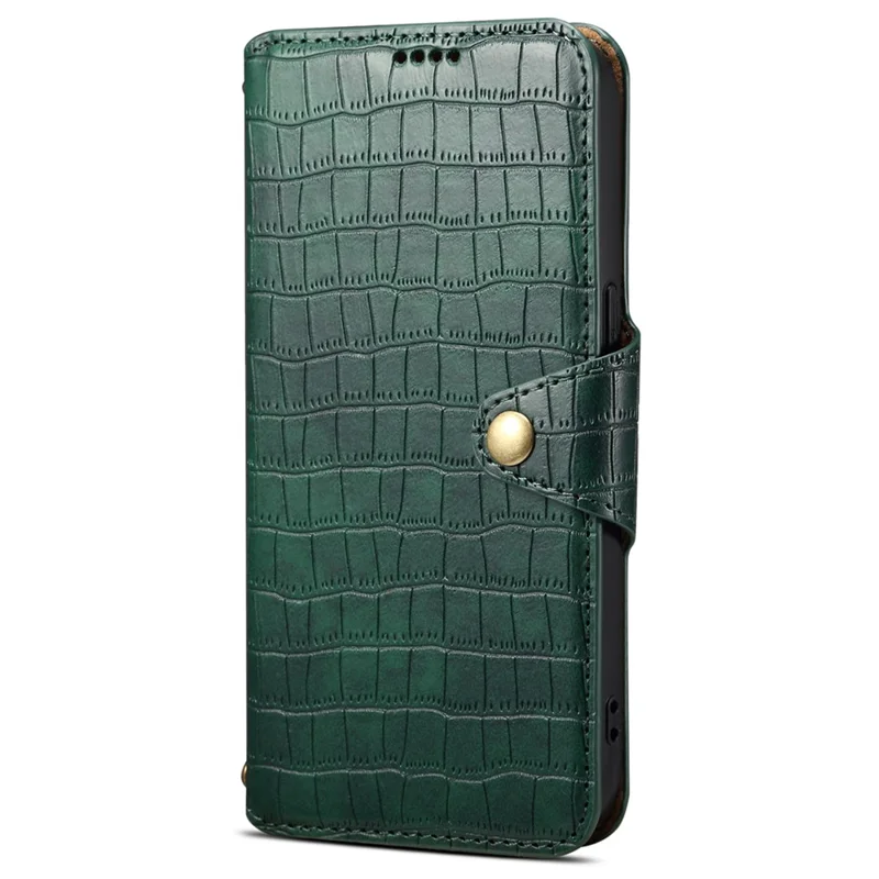 For iPhone 13 Pro Max Leather Cover Crocodile Texture Anti-Drop Wallet Phone Case - Green