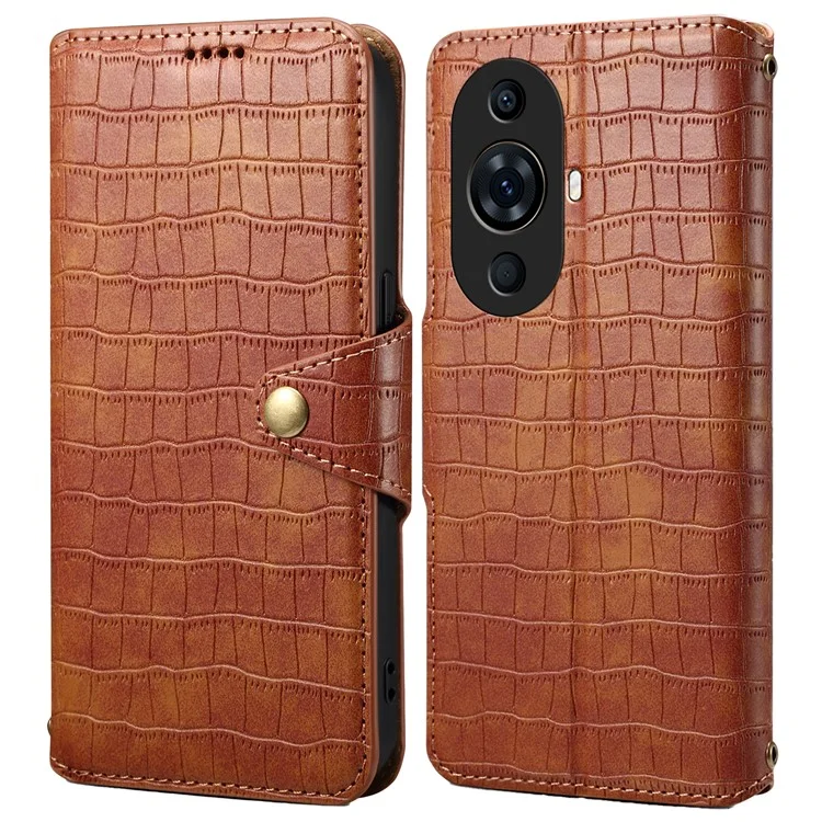 Phone Cover for Huawei nova 11 Pro / nova 11 Ultra Wallet Crocodile Texture Leather Case - Brown