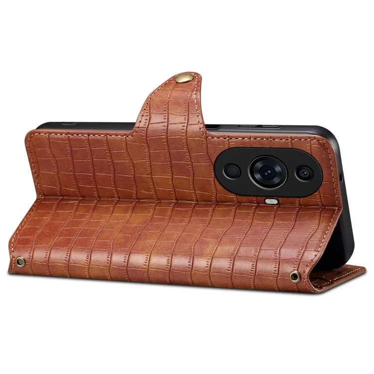 Phone Cover for Huawei nova 11 Pro / nova 11 Ultra Wallet Crocodile Texture Leather Case - Brown
