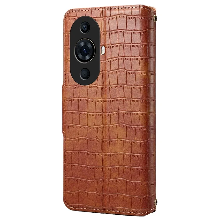 Phone Cover for Huawei nova 11 Pro / nova 11 Ultra Wallet Crocodile Texture Leather Case - Brown