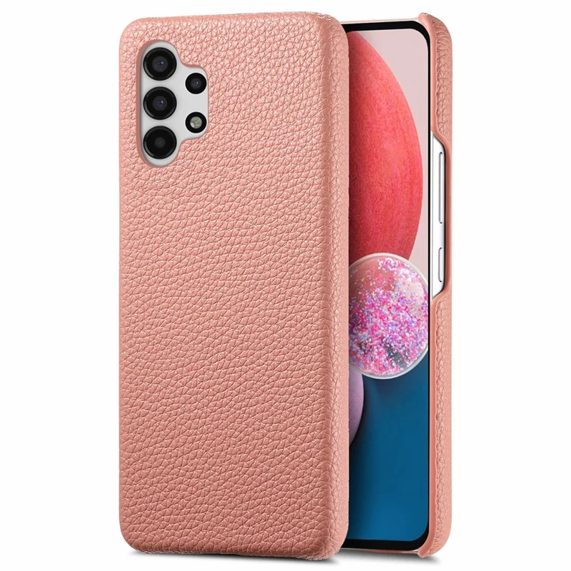 Coque pour Samsung Galaxy A13 4G Y1, texture de peau de litchi, en cuir PU+PC, résistante aux chocs, couleur rose