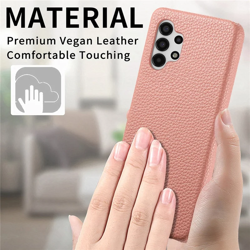 Coque pour Samsung Galaxy A13 4G Y1, texture de peau de litchi, en cuir PU+PC, résistante aux chocs, couleur rose