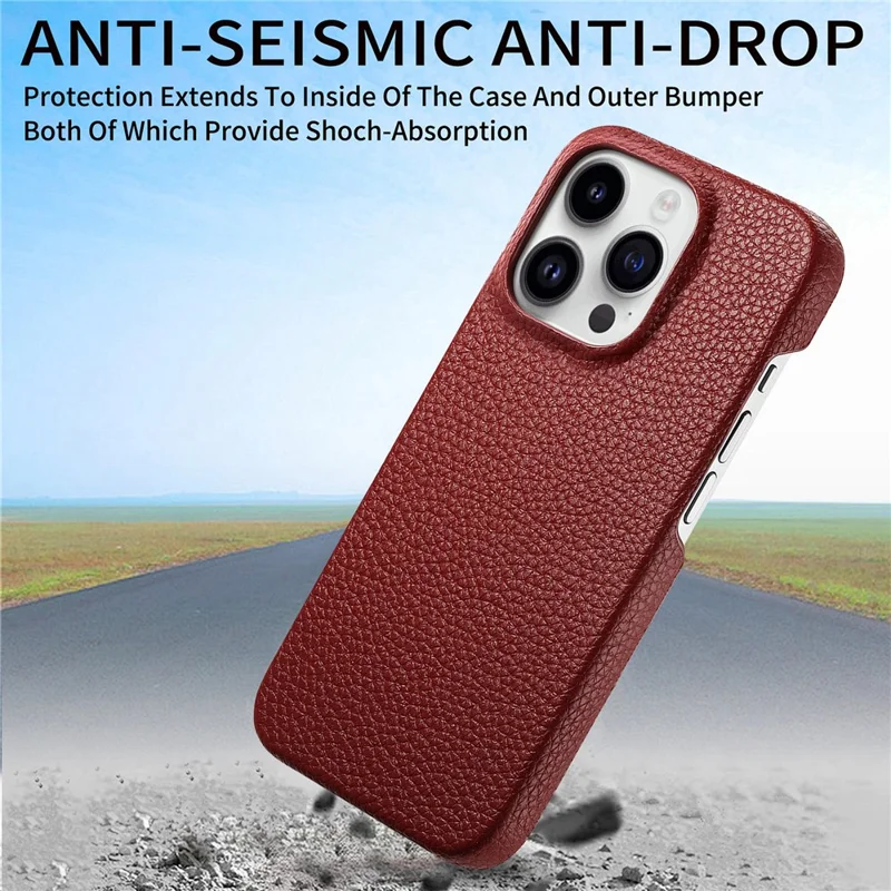 Y1 For iPhone 14 Pro Case Litchi Texture Leather+PC Anti-fingerprint Protective Shell - Red