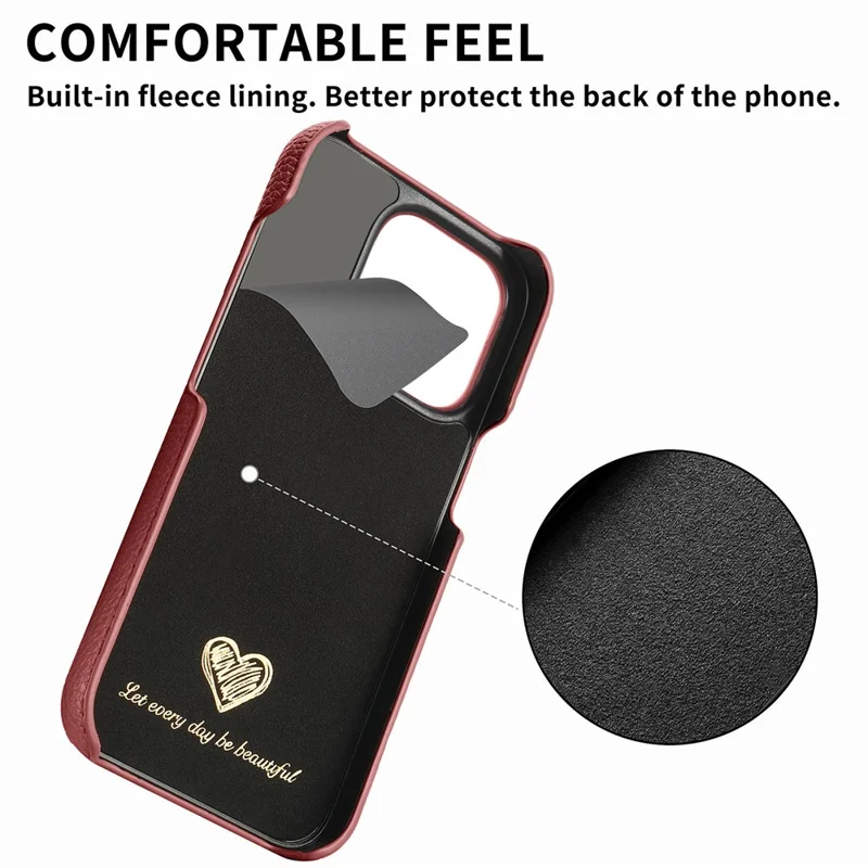 Y1 For iPhone 14 Pro Case Litchi Texture Leather+PC Anti-fingerprint Protective Shell - Red