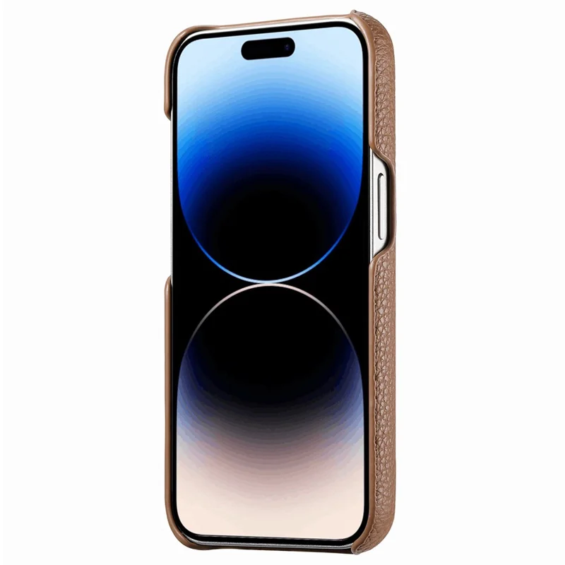 Y1 For iPhone 14 Pro Case Litchi Texture Leather+PC Anti-fingerprint Protective Shell - Brown