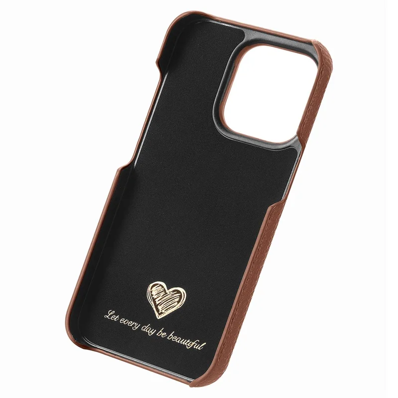 Y1 For iPhone 14 Pro Case Litchi Texture Leather+PC Anti-fingerprint Protective Shell - Brown