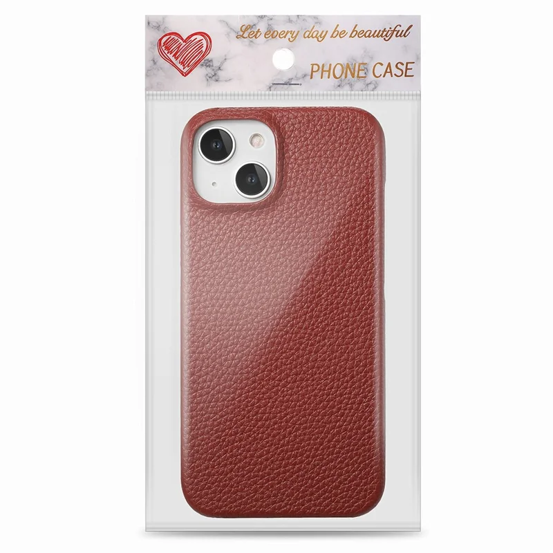 Y1 For iPhone 14 Plus Case Anti-scratch Litchi Texture PU Leather Coated PC Phone Cover - Vermelho