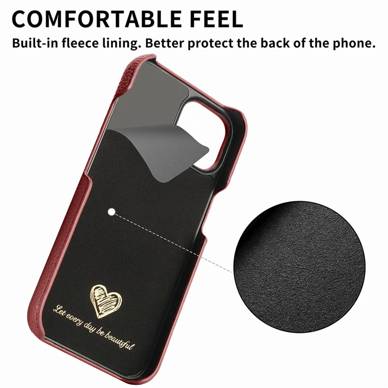 Y1 For iPhone 14 Plus Case Anti-scratch Litchi Texture PU Leather Coated PC Phone Cover - Vermelho