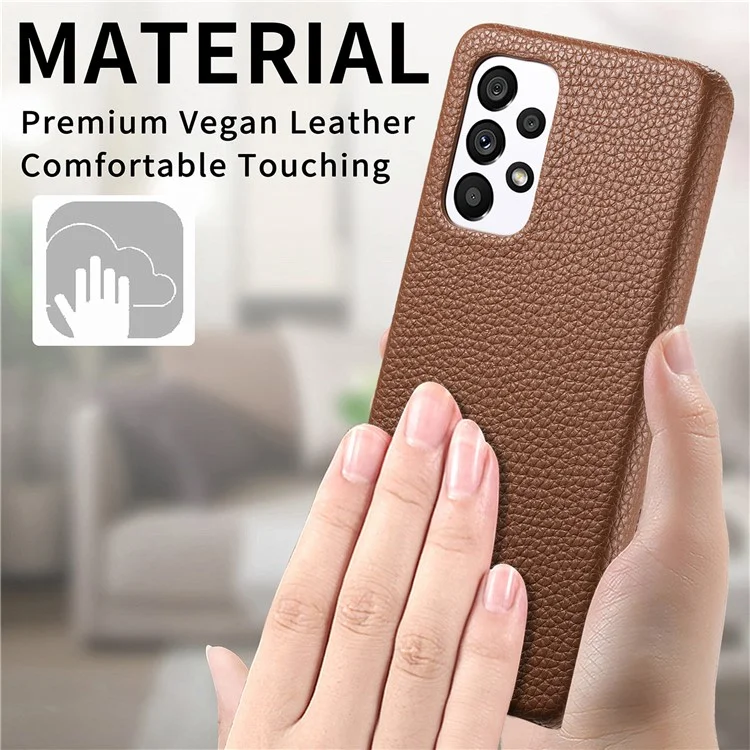 Y1 Für Samsung Galaxy A52 4G / 5G / A52s 5G Telefonschutzgehäuse PU-Leder Telefonhülle Litchi-Textur-Design - Braun