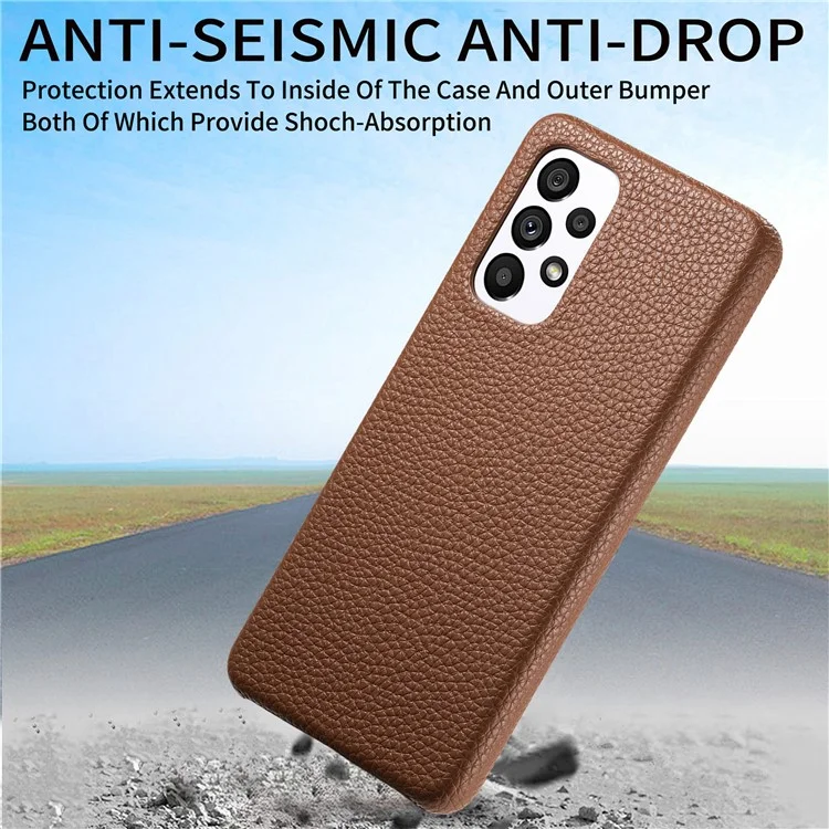 Y1 Für Samsung Galaxy A52 4G / 5G / A52s 5G Telefonschutzgehäuse PU-Leder Telefonhülle Litchi-Textur-Design - Braun
