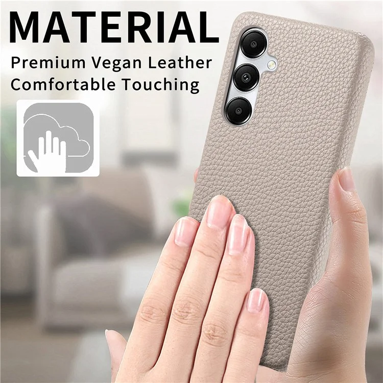 Y1 Per Samsung Galaxy A35 5G Custodia Texture Litchi Pelle+PC Back Cover - Grigio Kaki