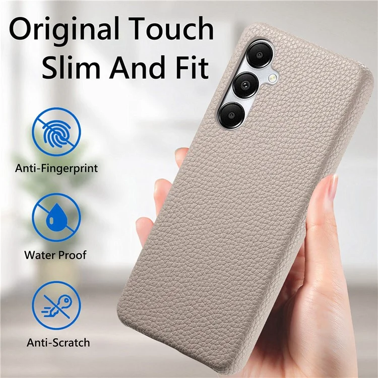 Y1 Per Samsung Galaxy A35 5G Custodia Texture Litchi Pelle+PC Back Cover - Grigio Kaki
