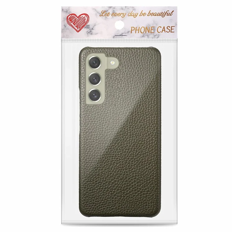Y1 Per Samsung Galaxy S21 FE 5G Custodia Anti-Graffio Texture di Litchi PU+PC Cover per Telefono - Verde Mezzanotte