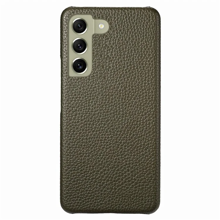 Y1 Per Samsung Galaxy S21 FE 5G Custodia Anti-Graffio Texture di Litchi PU+PC Cover per Telefono - Verde Mezzanotte