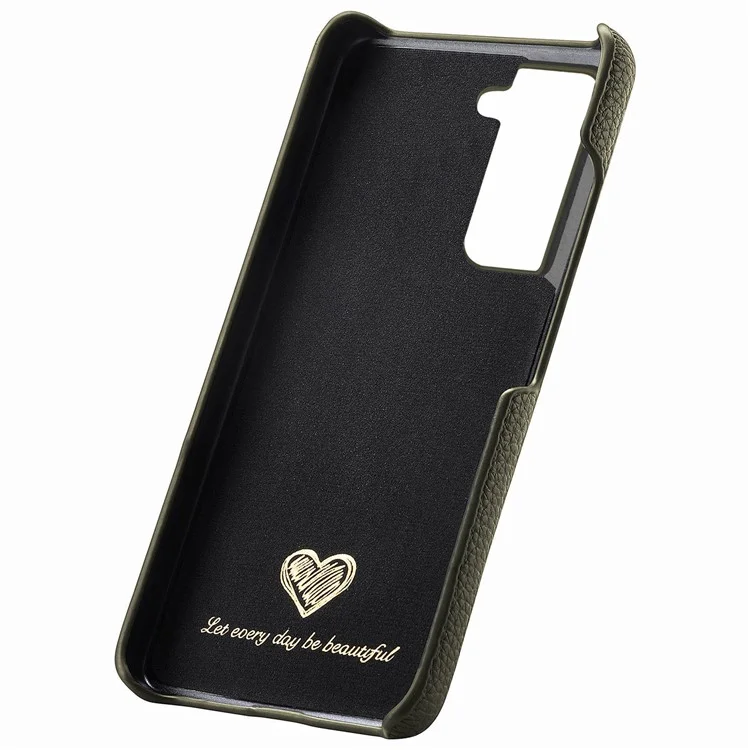 Y1 Per Samsung Galaxy S21 FE 5G Custodia Anti-Graffio Texture di Litchi PU+PC Cover per Telefono - Verde Mezzanotte