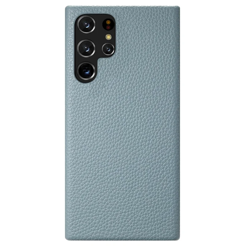 Y1 Für Samsung Galaxy S22 Ultra 5G Slim Case Litchi Textur PU+PC Handyhülle - Baby Blau