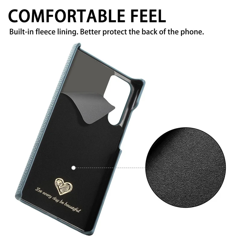 Y1 Für Samsung Galaxy S22 Ultra 5G Slim Case Litchi Textur PU+PC Handyhülle - Baby Blau