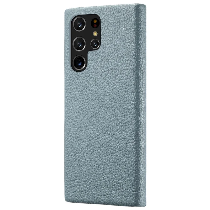 Y1 Für Samsung Galaxy S22 Ultra 5G Slim Case Litchi Textur PU+PC Handyhülle - Baby Blau