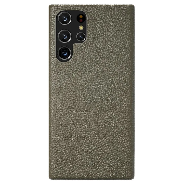 Y1 Für Samsung Galaxy S22 Ultra 5G Slim Case Litchi Textur PU+PC Handyhülle - Mitternachtsgrün