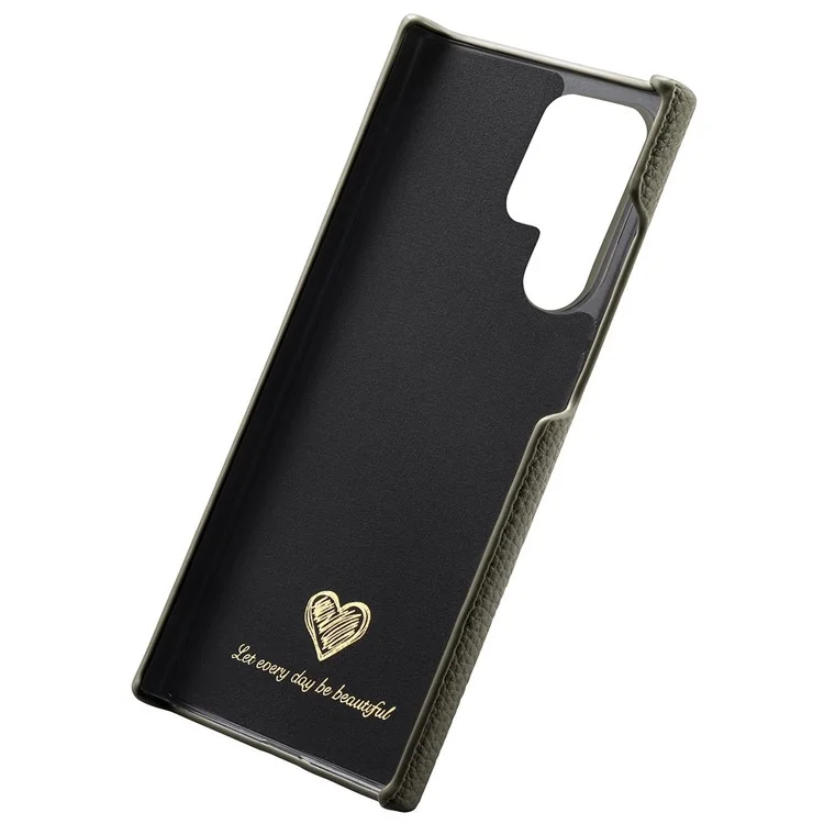 Y1 Für Samsung Galaxy S22 Ultra 5G Slim Case Litchi Textur PU+PC Handyhülle - Mitternachtsgrün