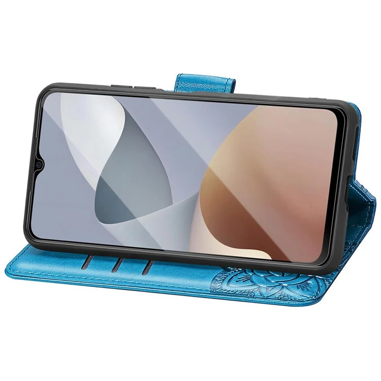 Для чехла ZTE Blade A73 Flip Wallet с тиснением Butterfly PU Leather Phone Cover - Blue