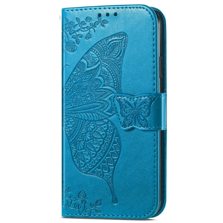 Для чехла ZTE Blade A73 Flip Wallet с тиснением Butterfly PU Leather Phone Cover - Blue