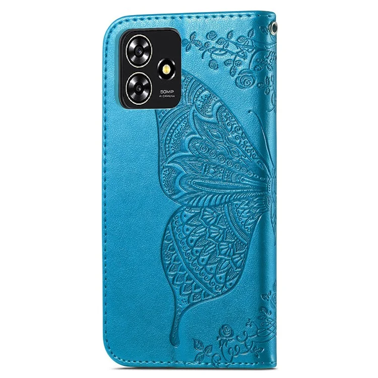 Для чехла ZTE Blade A73 Flip Wallet с тиснением Butterfly PU Leather Phone Cover - Blue