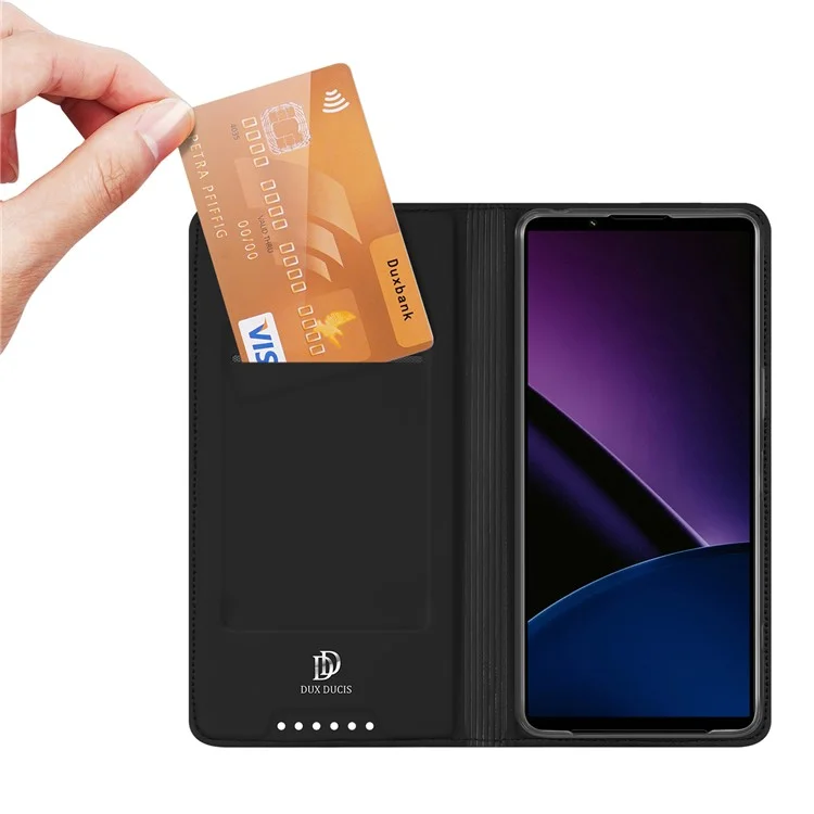 DUX DUCIS Skin Pro Series Für Sony Xperia 1 VI Kartensteckplatz Handyhülle Leder Telefonständer - Schwarz
